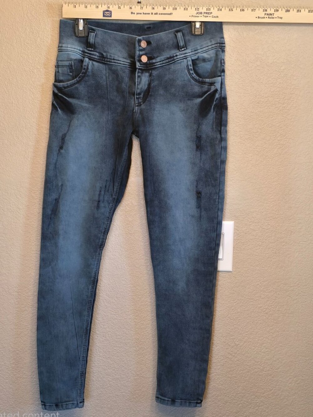 F-16 Jeans Skinny Stretch Denim Blue Double Button Mid Rise Size 27